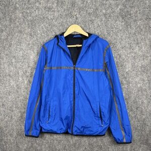 Alfani Windbreaker Jacket Mens Small Blue Hooded Lightweight Nylon